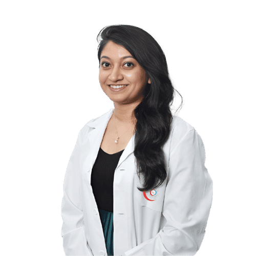 Portrait of Dr. Sophiya Alessa Mathews, expert female gynecologist in Sharjah, offering women’s healthcare at Shifa Al Jazeera Medical Centre.