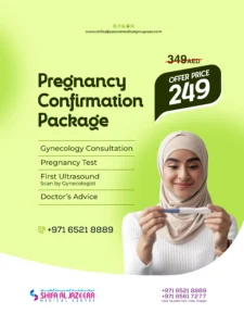 Pregnancy confirmation package in Sharjah with gynecology consultation pregnancy test and ultrasound scan