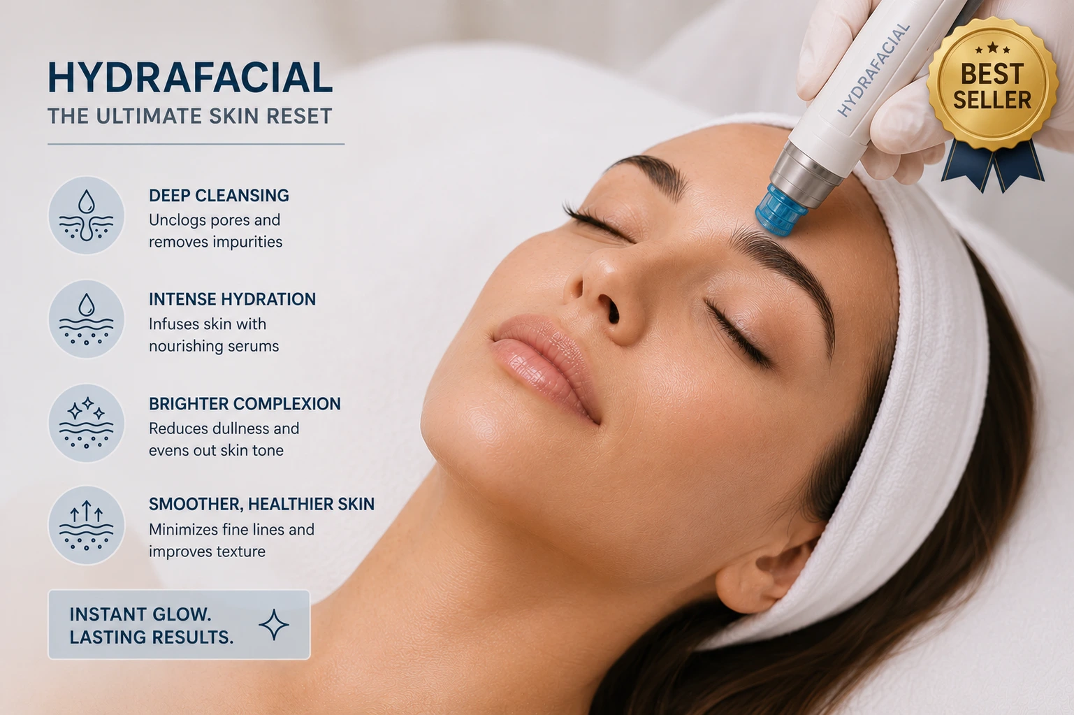 HydraFacial treatment for deep cleansing, hydration, pore purification, skin brightening, and facial rejuvenation at Shifa Al Jazeera Medical Centre Sharjah.